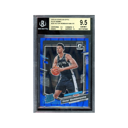 Victor Wembanyama 2023-24 Panini Donruss Optic Basketball Rated Rookie Blue Seismic /249 BGS 9.5