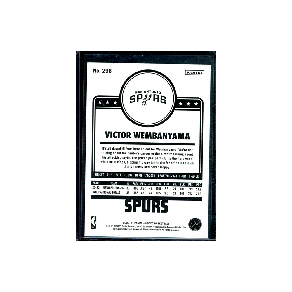 Victor Wembanyama 2023-24 Panini Hoops Basketball Tribute Rookie