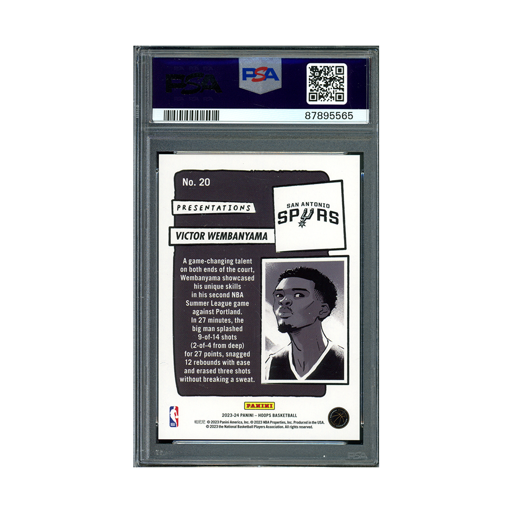 Victor Wembanyama 2023-24 Panini Hoops Basketball Presentations Rookie PSA 10