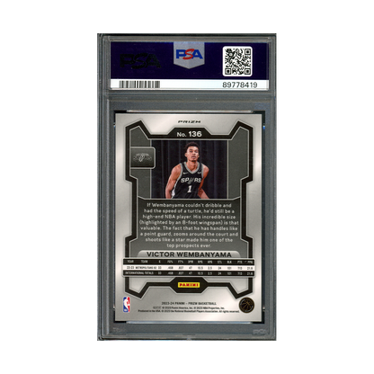 Victor Wembanyama 2023-24 Panini Prizm Basketball Silver Prizm Rookie PSA 10