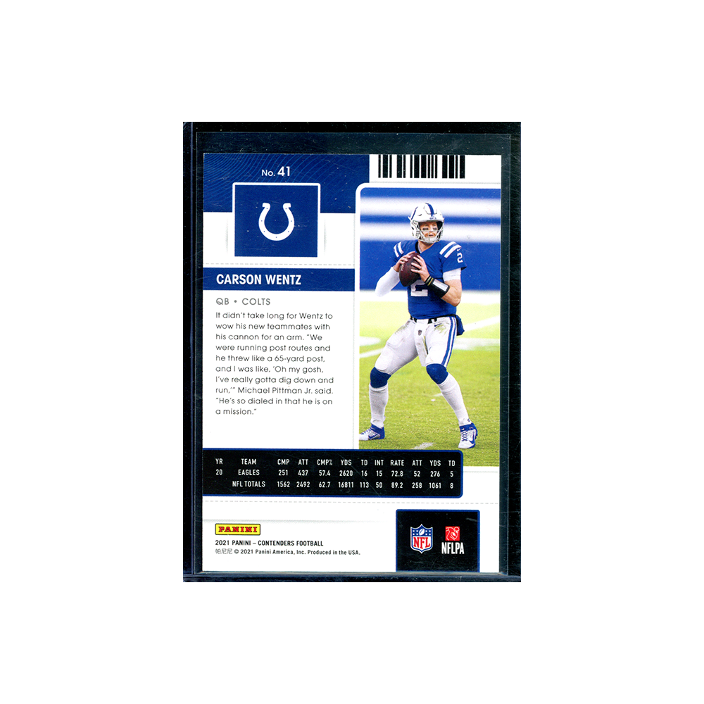 Carson Wentz 2021 Panini Contenders Football Championship Ticket /99