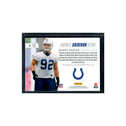 Björn Werner 2013 Panini Prominence Football Rookie Patch Auto /204