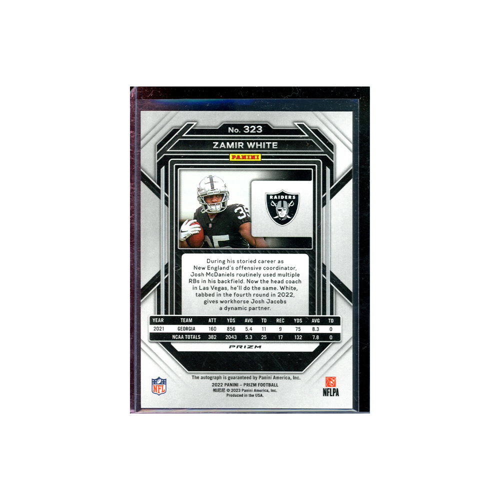 Zamir White 2022 Panini Prizm Football No Huddle Prizm Rookie Auto