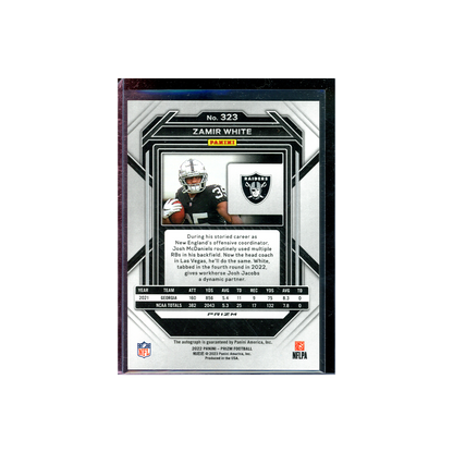 Zamir White 2022 Panini Prizm Football No Huddle Prizm Rookie Auto