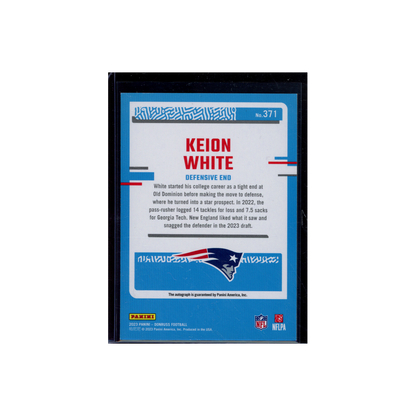 Keion White 2023 Panini Donruss Football Rated Rookie Orange Auto