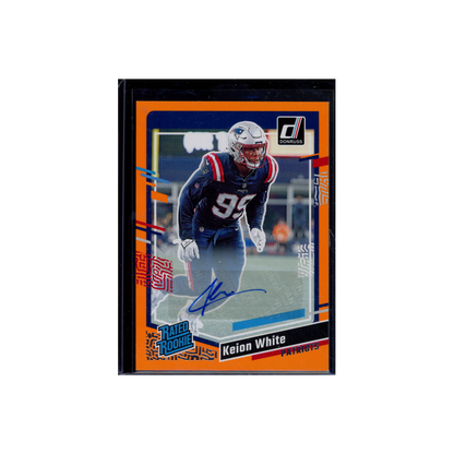 Keion White 2023 Panini Donruss Football Rated Rookie Orange Auto