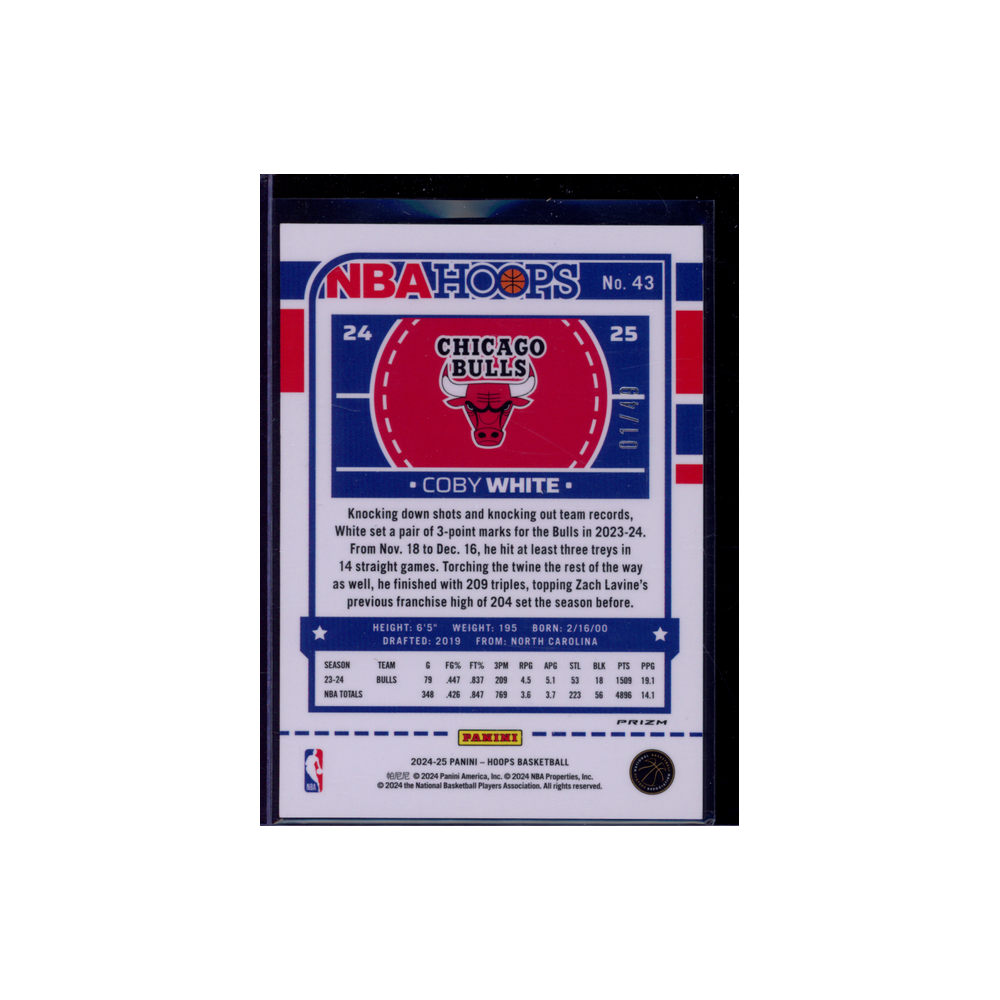Coby White 2024-25 Panini Hoops Basketball Blue /49