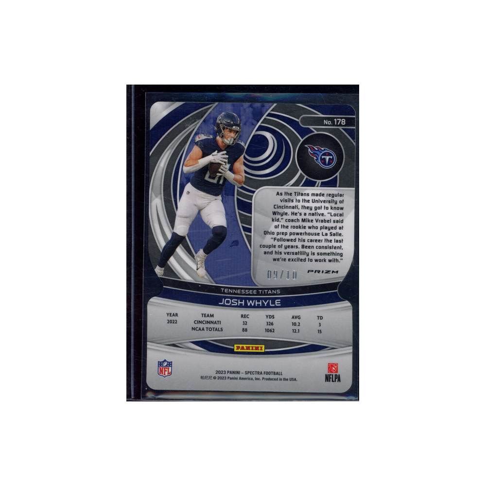 Josh Whyle 2023 Panini Spectra Football Rookie Die-Cut Universal /10