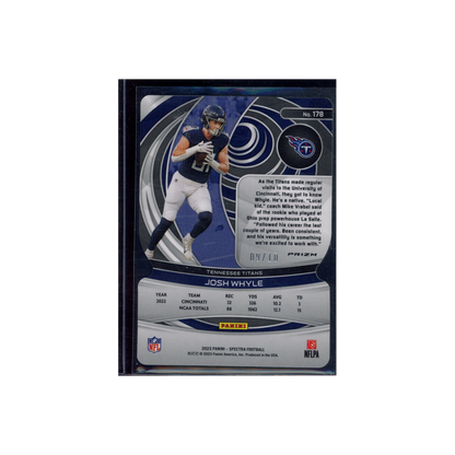 Josh Whyle 2023 Panini Spectra Football Rookie Die-Cut Universal /10