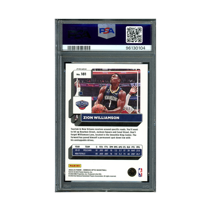 Zion Williamson 2022-23 Panini Donruss Optic Basketball Gold Wave /10 PSA 10