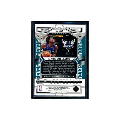 Mark Williams 2022-23 Panini Obsidian Basketball Purple Rookie /49