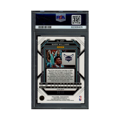 Mark Williams 2022 Panini Prizm Basketball Blue Shimmer Prizm Rookie /35 PSA 8