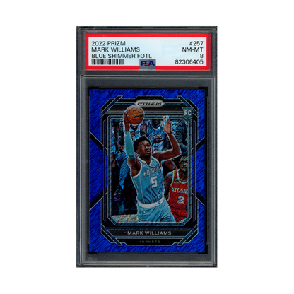 Mark Williams 2022 Panini Prizm Basketball Blue Shimmer Prizm Rookie /35 PSA 8
