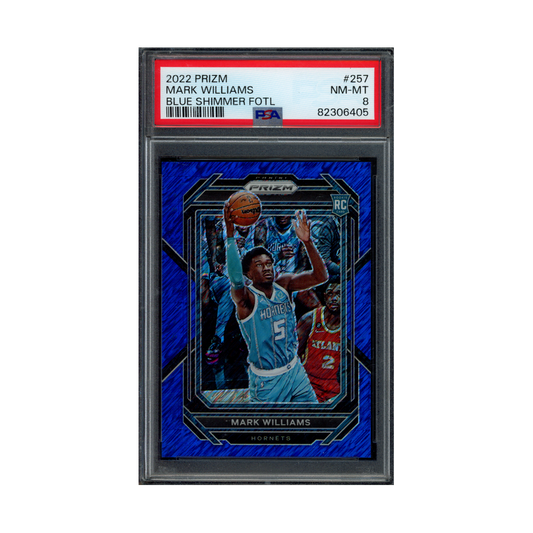 Mark Williams 2022 Panini Prizm Basketball Blue Shimmer Prizm Rookie /35 PSA 8