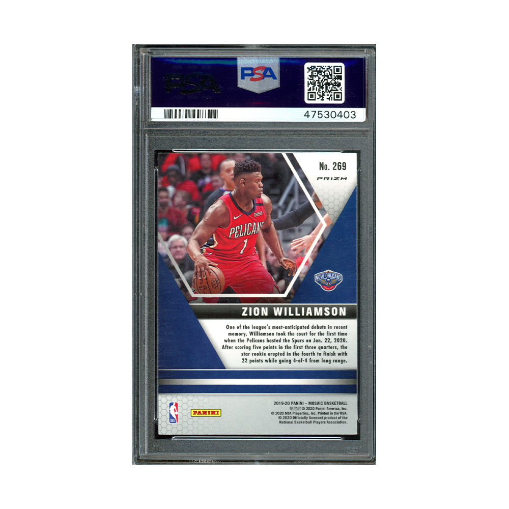 Zion Williamson 2019-20 Panini Mosaic Football Genesis Rookie NBA Debut PSA 10