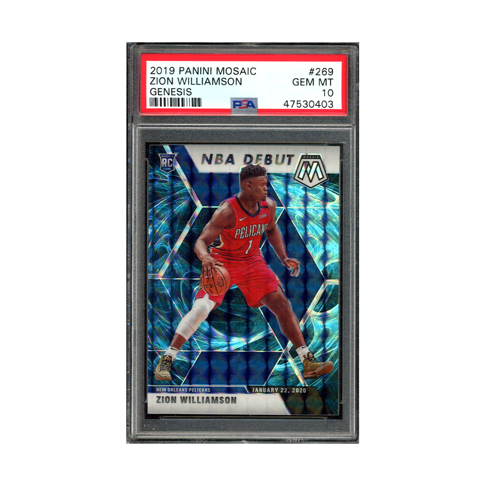 Zion Williamson 2019-20 Panini Mosaic Football Genesis Rookie NBA Debut PSA 10