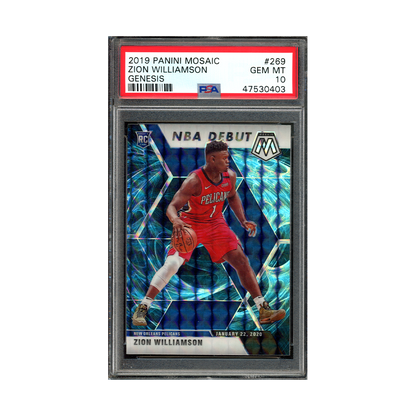 Zion Williamson 2019-20 Panini Mosaic Football Genesis Rookie NBA Debut PSA 10