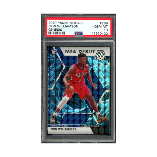 Zion Williamson 2019-20 Panini Mosaic Football Genesis Rookie NBA Debut PSA 10