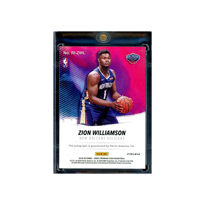 Zion Williamson 2019-20 Panini Hoops Premium Stock Basketball Rookie Auto