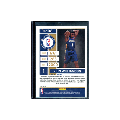 Zion Williamson 2019-20 Panini Contenders Basketball Rookie Ticket