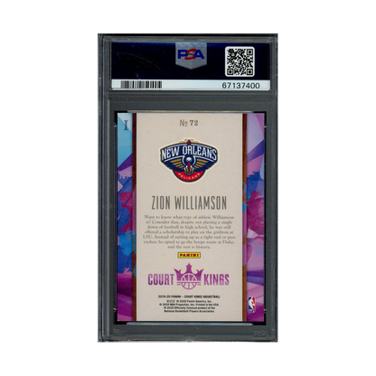 Zion Williamson 2019 Panini Court Kings Rookie PSA 9