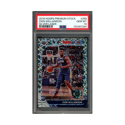 Zion Williamson 2019-20 Panini Hoops Premium Stock Basketball Rookie Silver Laser PSA 10