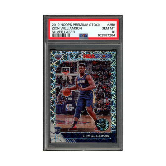 Zion Williamson 2019-20 Panini Hoops Premium Stock Basketball Rookie Silver Laser PSA 10