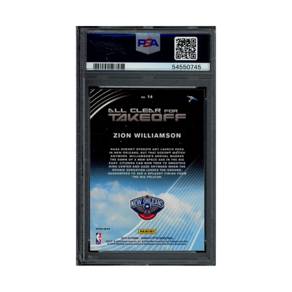 Zion Williamson 2019 Panini Donruss Optic Basketball All Clear Takeoff Holo Rookie PSA 10