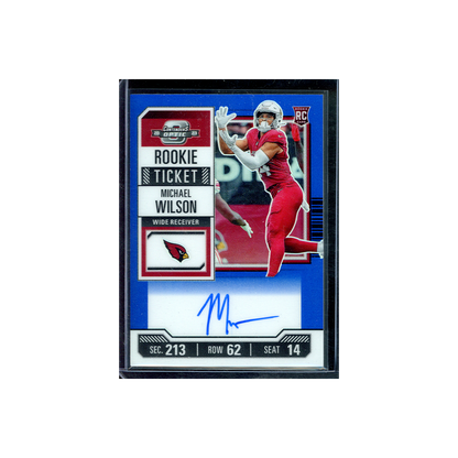 Michael Wilson 2023 Panini Contenders Optic Football Rookie Ticket Auto Blue /75