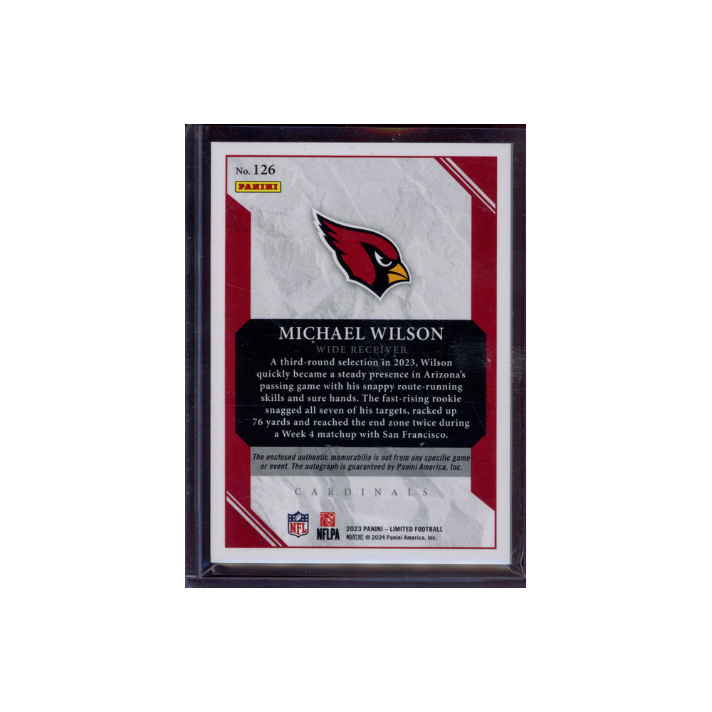 Michael Wilson 2023 Panini Limited Football Rookie Patch Auto /75
