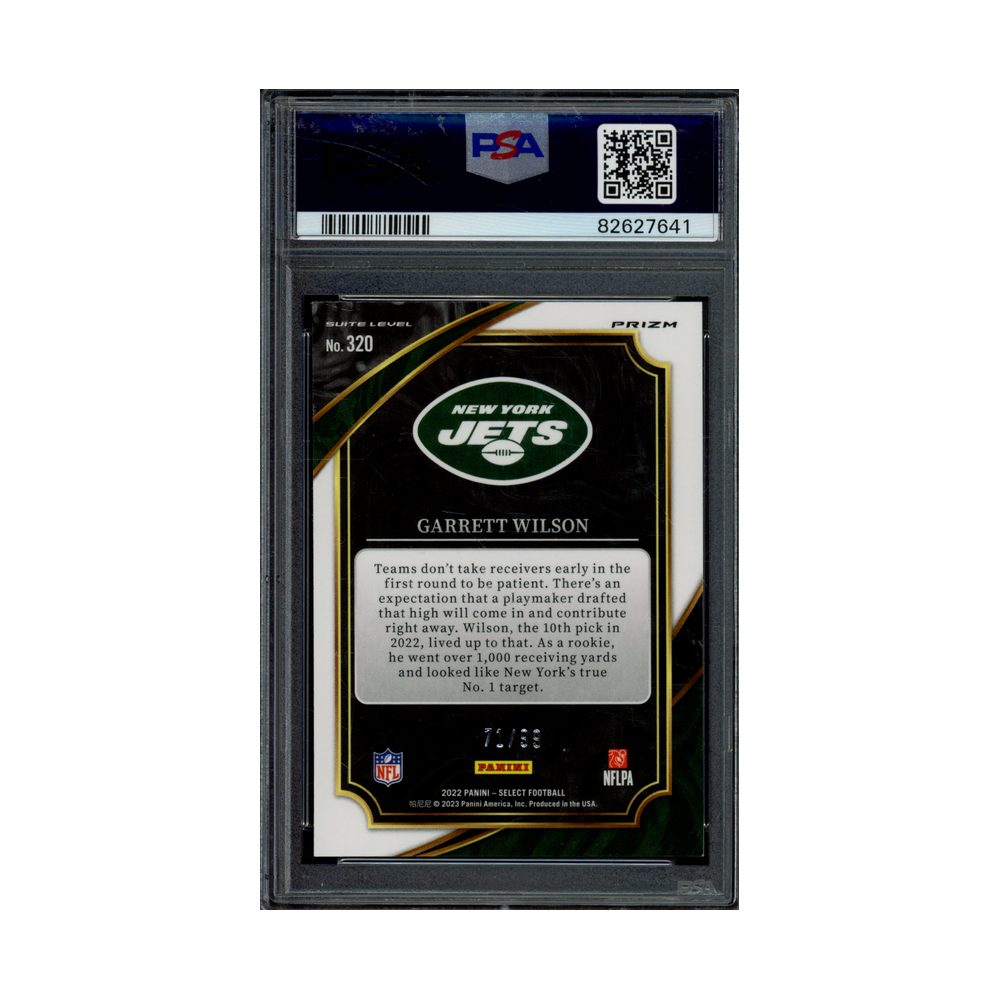 Garrett Wilson 2022 Panini Select Football Blue Prizm Rookie /99 PSA 9