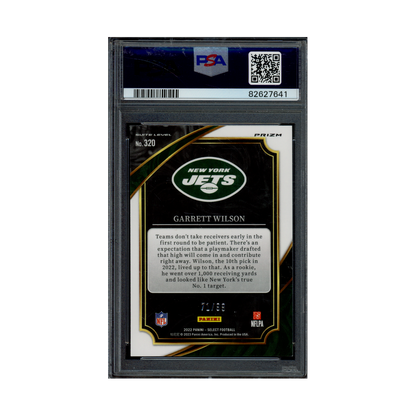 Garrett Wilson 2022 Panini Select Football Blue Prizm Rookie /99 PSA 9