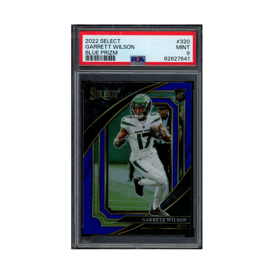 Garrett Wilson 2022 Panini Select Football Blue Prizm Rookie /99 PSA 9