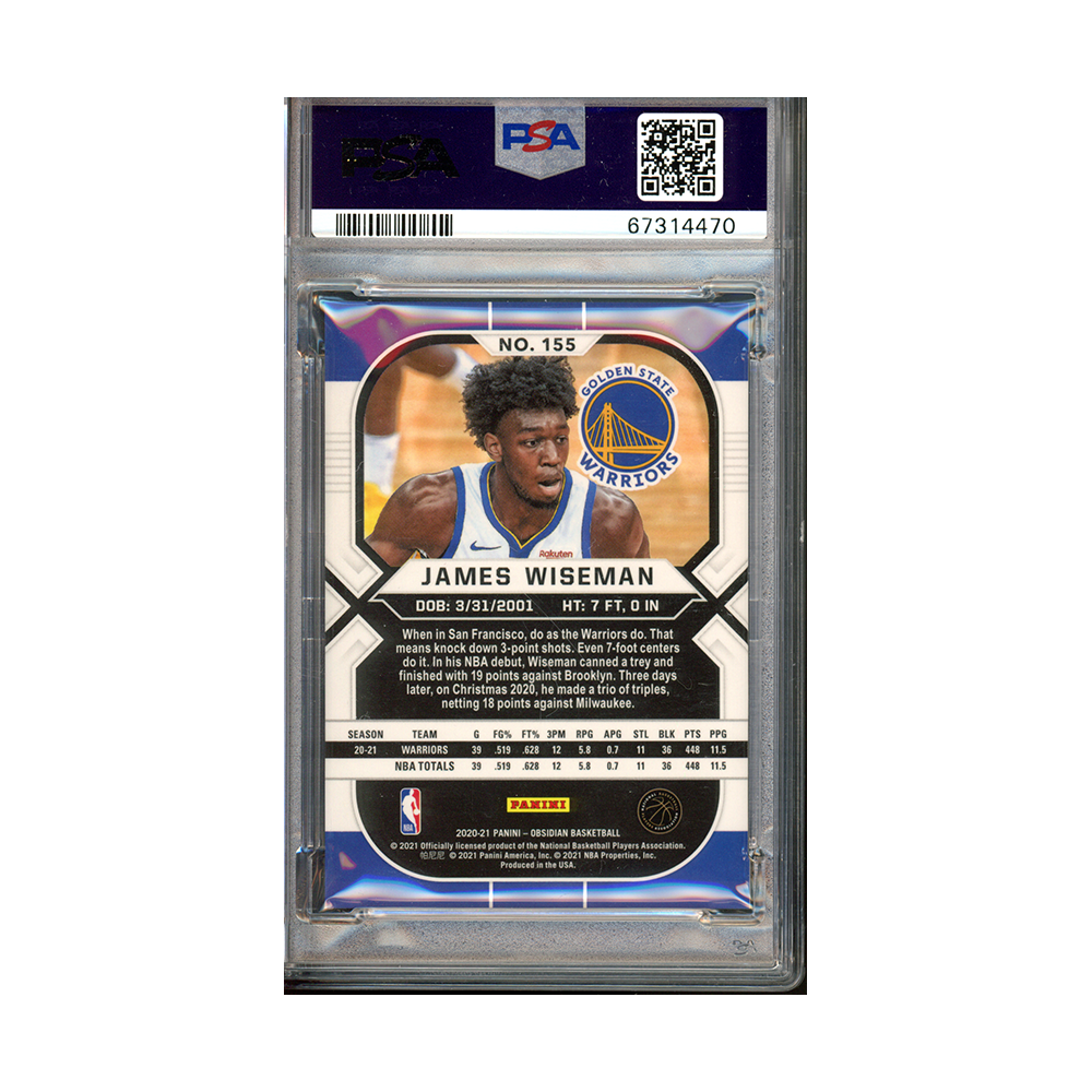 James Wiseman 2020 Panini Obsidian Basketball White Pulsar Rookie PSA 10