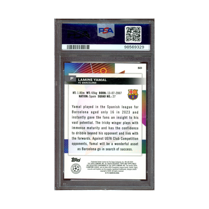 Lamine Yamal 2023-24 Finest UCC Blue Aqua Vaporwave Rookie /250 PSA 10