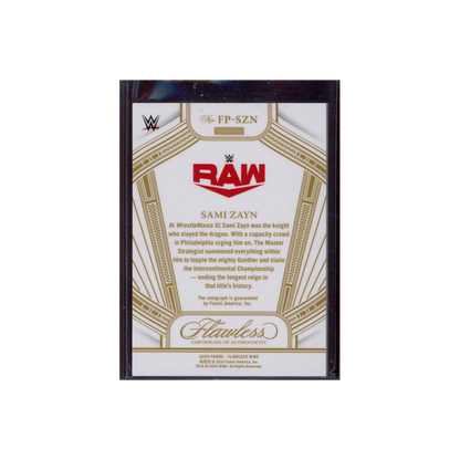 Sami Zayn 2024 Panini Flawless WWE Flawless Performances Auto /25