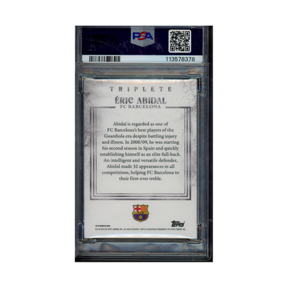 Eric Abidal 2023 Topps FCB Triplete '08-09 Auto /99 PSA 10