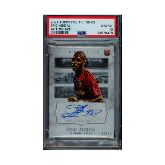 Eric Abidal 2023 Topps FCB Triplete '08-09 Auto /99 PSA 10