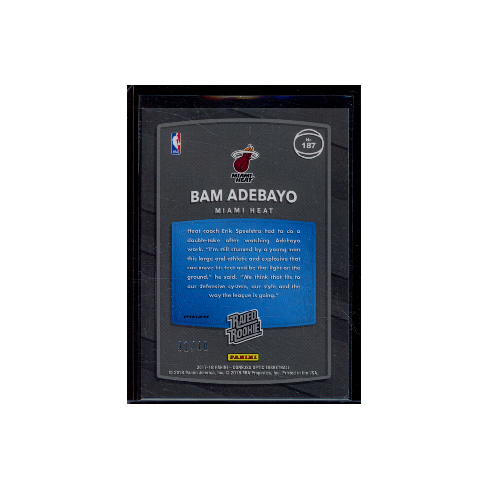 Bam Adebayo 2017-18 Panini Donruss Optic Basketball Rated Rookie Fast Break Gold /10