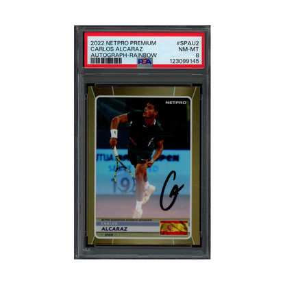 Carlos Alcaraz 2022 Netpro Premium Rookie Auto Rainbow /250 PSA 8