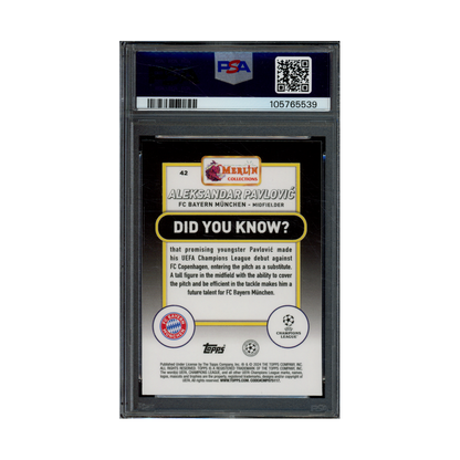Aleksandar Pavlovic 2023-24 Topps Merlin UCC Aqua Prism Refractor Rookie PSA 10