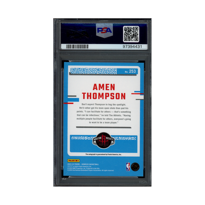 Amen Thompson 2023 Panini Donruss Basketball Rated Rookie Signature Auto Choice PSA 9