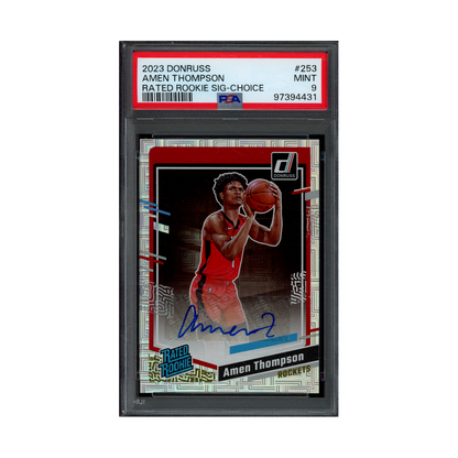 Amen Thompson 2023 Panini Donruss Basketball Rated Rookie Signature Auto Choice PSA 9