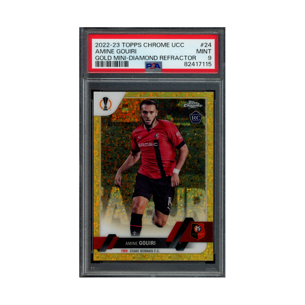 Amine Gouiri 2022-23 Topps Chrome UCC Gold Mini Diamond Refractor Rookie /50 PSA 9