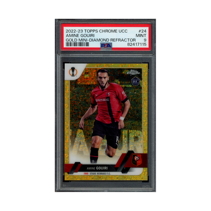 Amine Gouiri 2022-23 Topps Chrome UCC Gold Mini Diamond Refractor Rookie /50 PSA 9