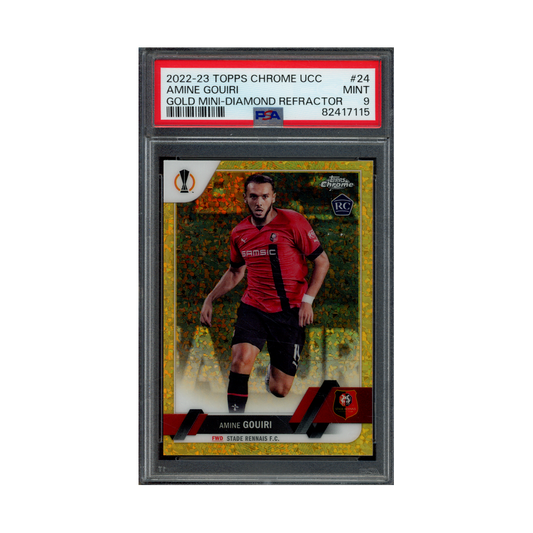 Amine Gouiri 2022-23 Topps Chrome UCC Gold Mini Diamond Refractor Rookie /50 PSA 9