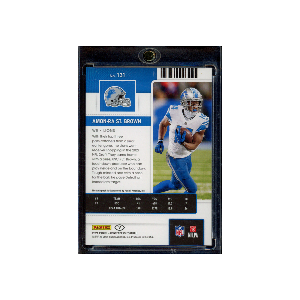 Amon-Ra St. Brown 2021 Panini Contenders Football Rookie Ticket Red /10 Full Auto