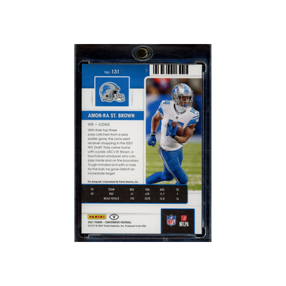Amon-Ra St. Brown 2021 Panini Contenders Football Rookie Ticket Red /10 Full Auto
