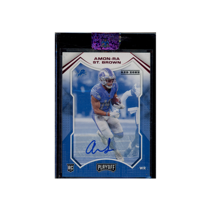 Amon-Ra St. Brown 2021 Panini Playoff Football Red Zone Rookie Auto
