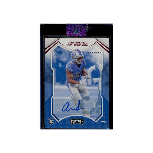 Amon-Ra St. Brown 2021 Panini Playoff Football Red Zone Rookie Auto
